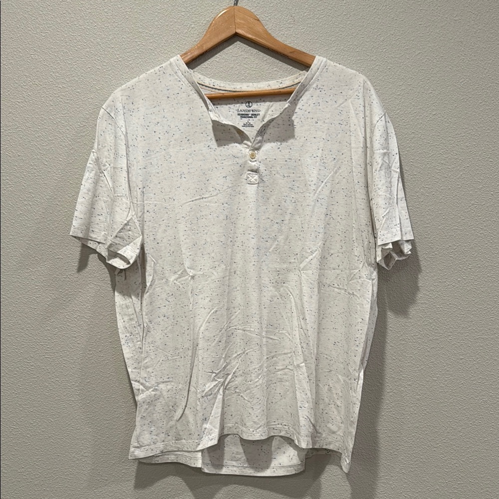 Lands' End Men's Speckled Cream Henley Shirt